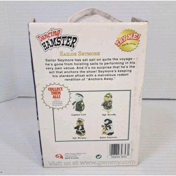 2003 Gemmy Dancing Hamster Sailor Seymore Animated Plush In Box WORKING Toy Gift - Picture 2 of 5